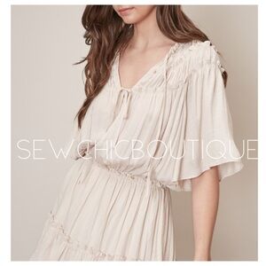 Beautiful Ecru Frill Detail Mini Dress